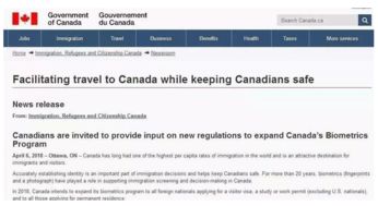 12月31日起,办理加拿大旅游 学习 工作签证一律要采集指纹